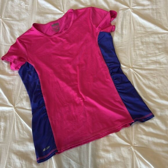 Lot of 2 New Balance Dry Girls' Pink & Blue Semi-Fitted Workout Top Size Large - Picture 5 of 9